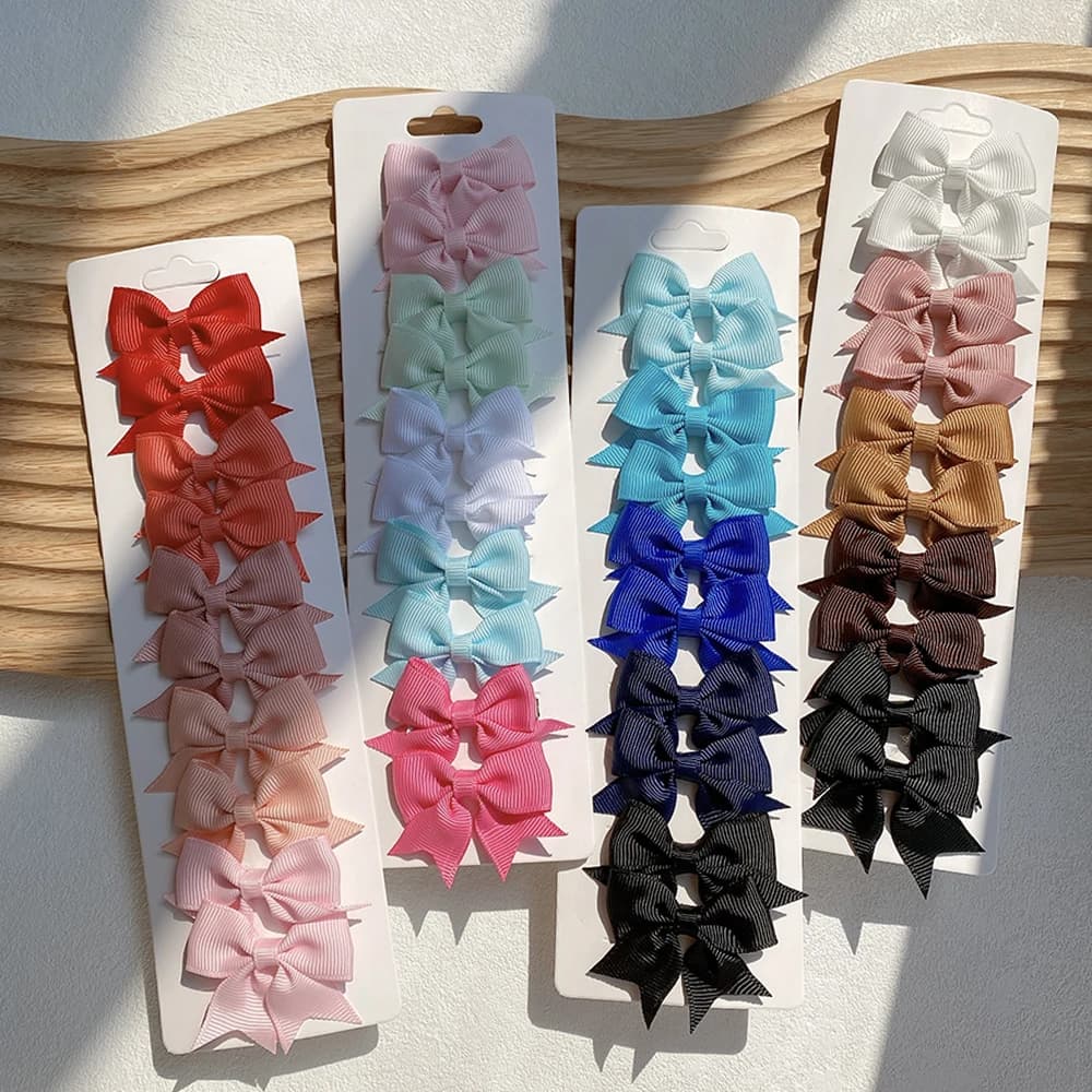 Pinces à cheveux avec nœuds pour enfants, couleur unie, pour bébés filles, ruban fait à la main, épi