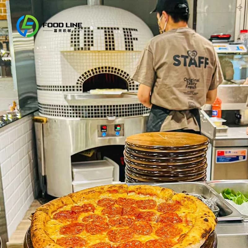 Four à pizza rotatif automatique commercial personnalisé, électrique et à gaz, double chauffage, équ