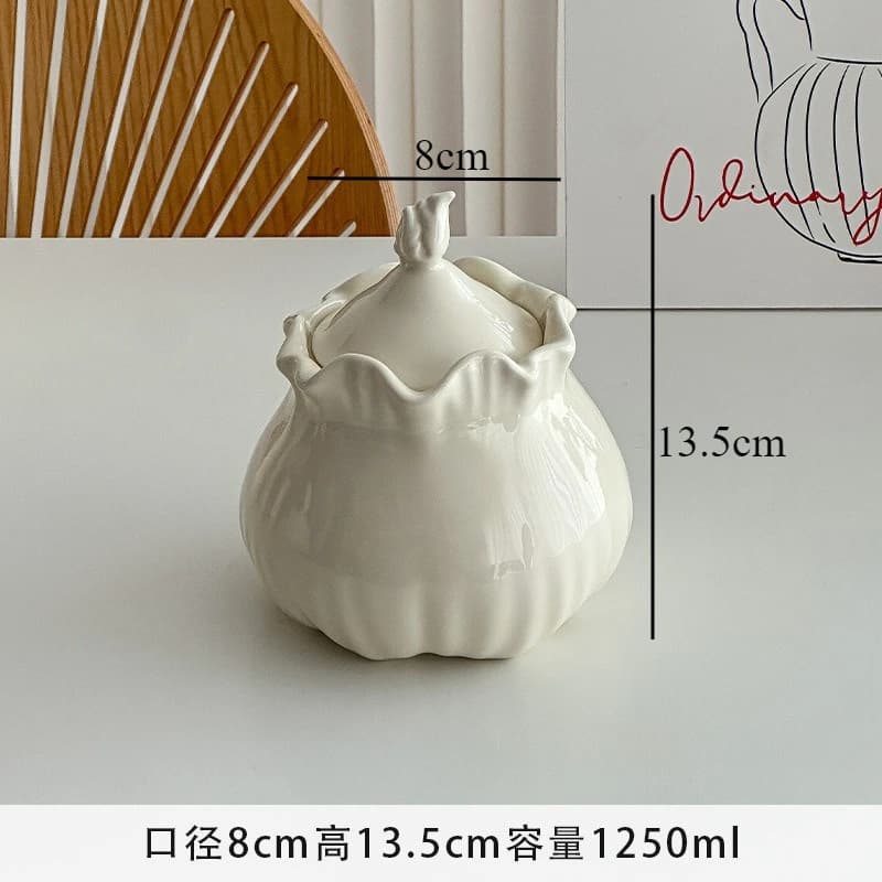Récipient de rangement en céramique blanc laiteux pour cuisine, pot à céréales, bouteille de rangeme