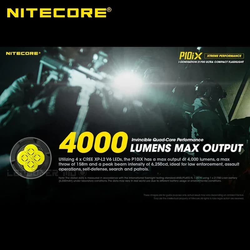 NITECORE P10ix lampe de poche haute puissance 4000Lumens 4 x CREE XP-L2 V6 LED lanterne LED Recharge