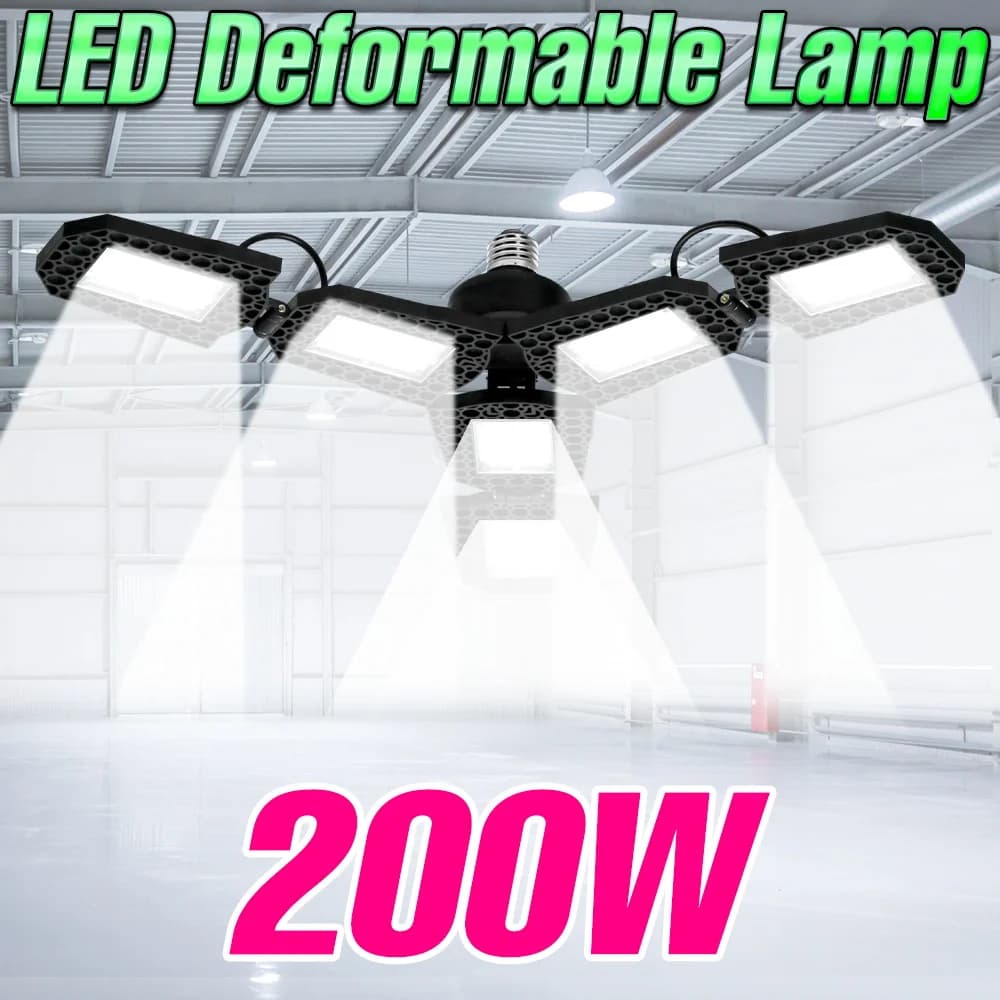 200W LED Garage lumière AC100-277V pliable déformable plafonnier ampoule E27/E26 projecteurs entrepô