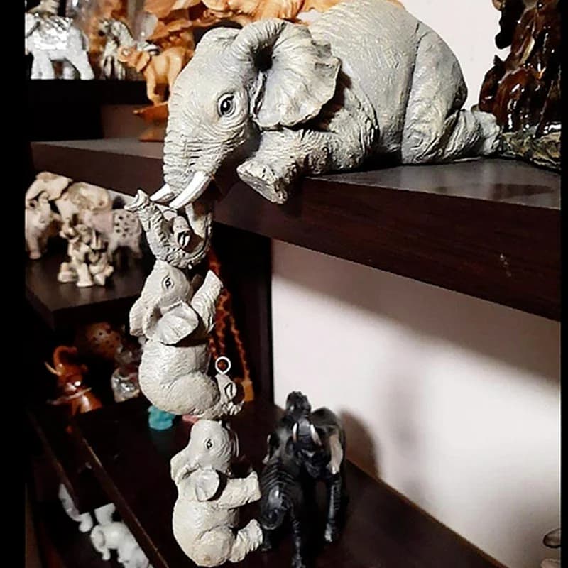 Figurines d'éléphant mignonnes, 3 pièces/ensemble, tenant bébé éléphant, artisanat en résine, ameubl