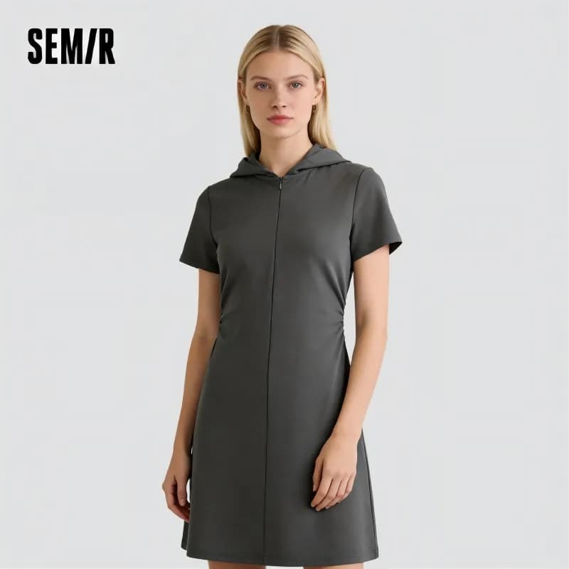 Robe Femme Semir à Capuche 2026 Effet Deux Pièces Coupe Ajustée Taille Plissée Style Urbain Décontra