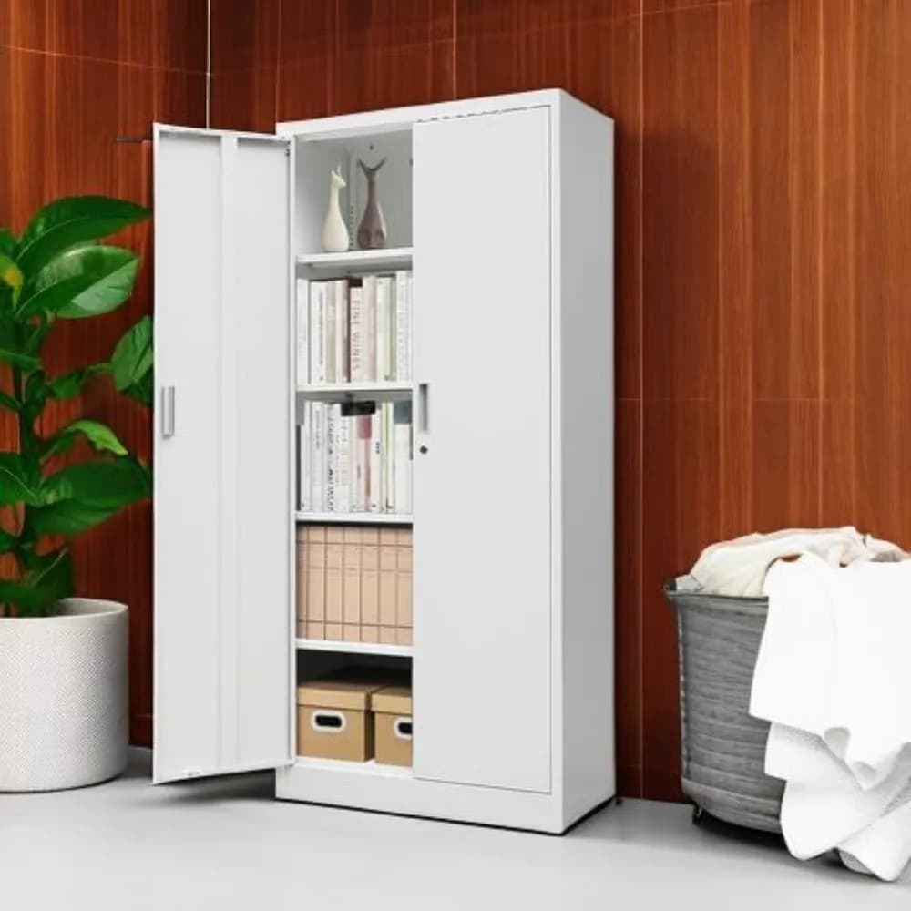 Armoire de rangement en métal avec portes verrouillables et 5 étagères réglables, armoires de rangem