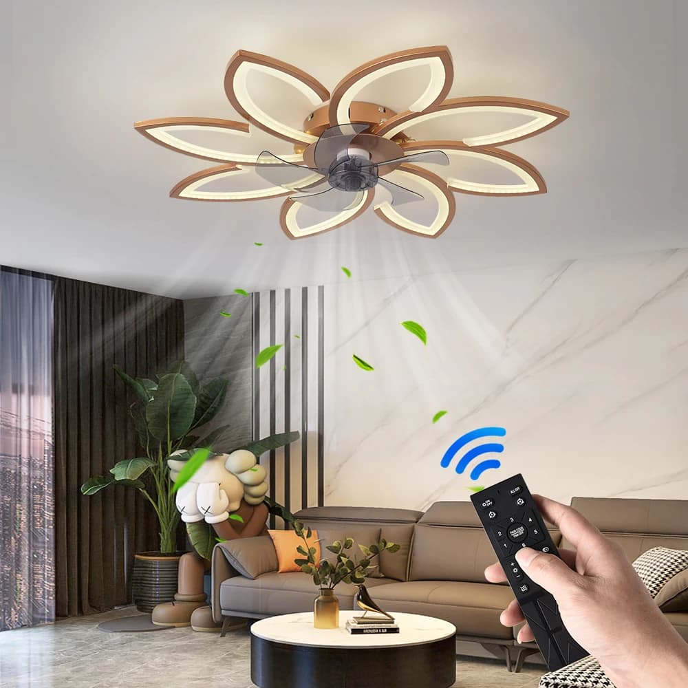 Pétales LED plafonnier ventilateurs de plafond avec lumière chambre Table à manger ventilateur lampe