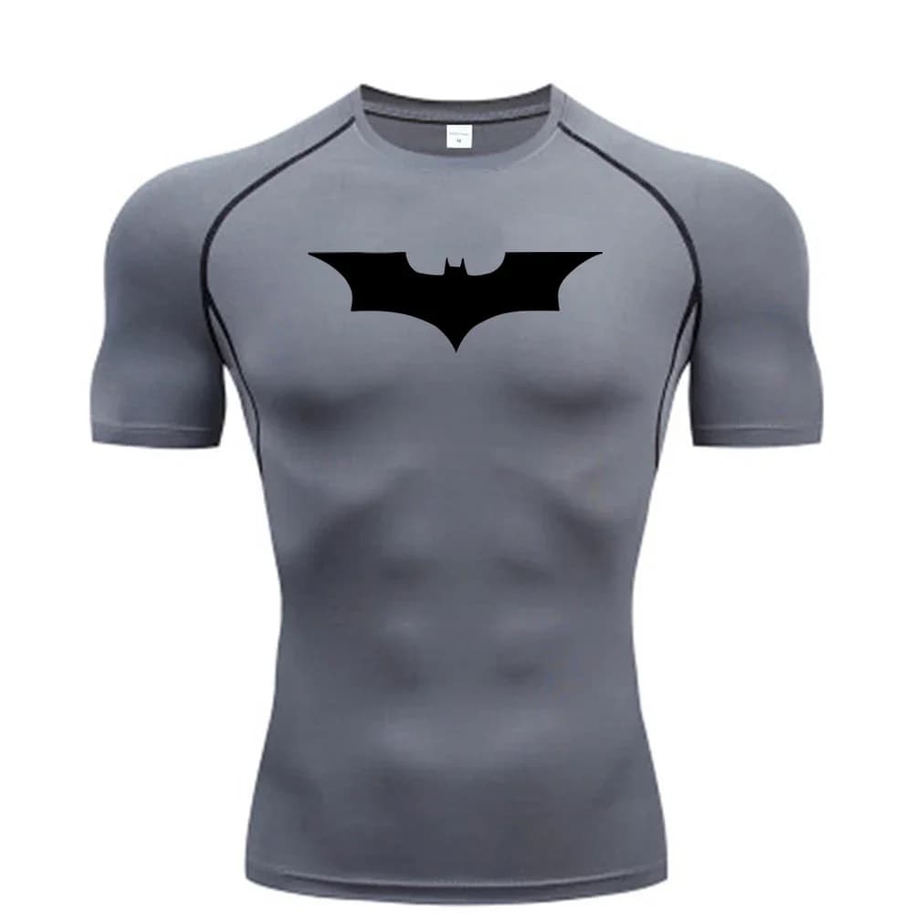 Chauve-souris imprimé hommes T-Shirt serré course Compression Compression T-Shirt salle de sport Fit