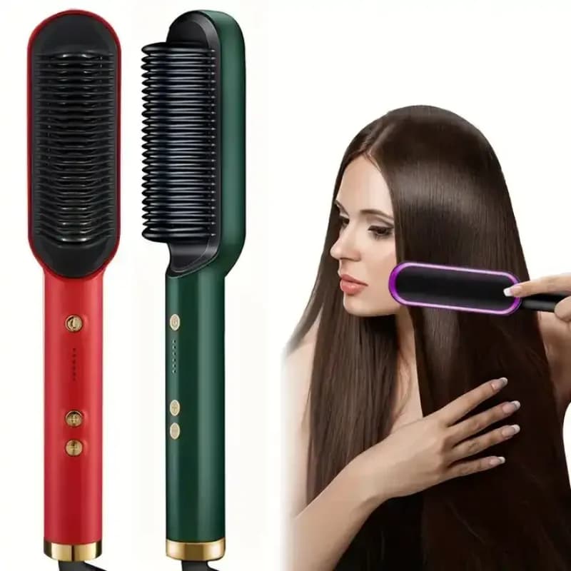 Brosse à lisser électrique PTC pour femme, sèche-cheveux en une étape, fer plat en céramique, peigne