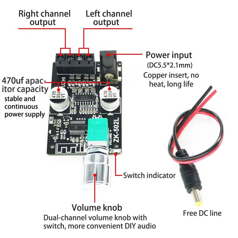 MINI haut-parleurs Audio Bluetooth 5.0, amplificateur numérique haute puissance, carte stéréo 50W + 