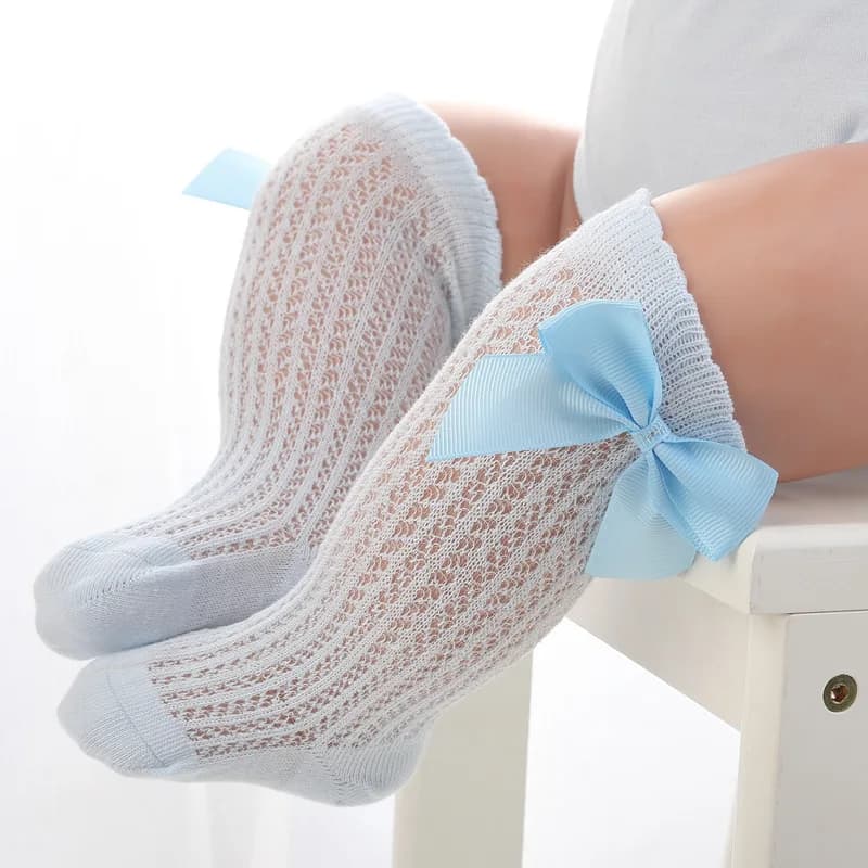 3 paires/lot été bébé filles chaussettes enfant en bas âge infantile nœud coton maille respirant cha