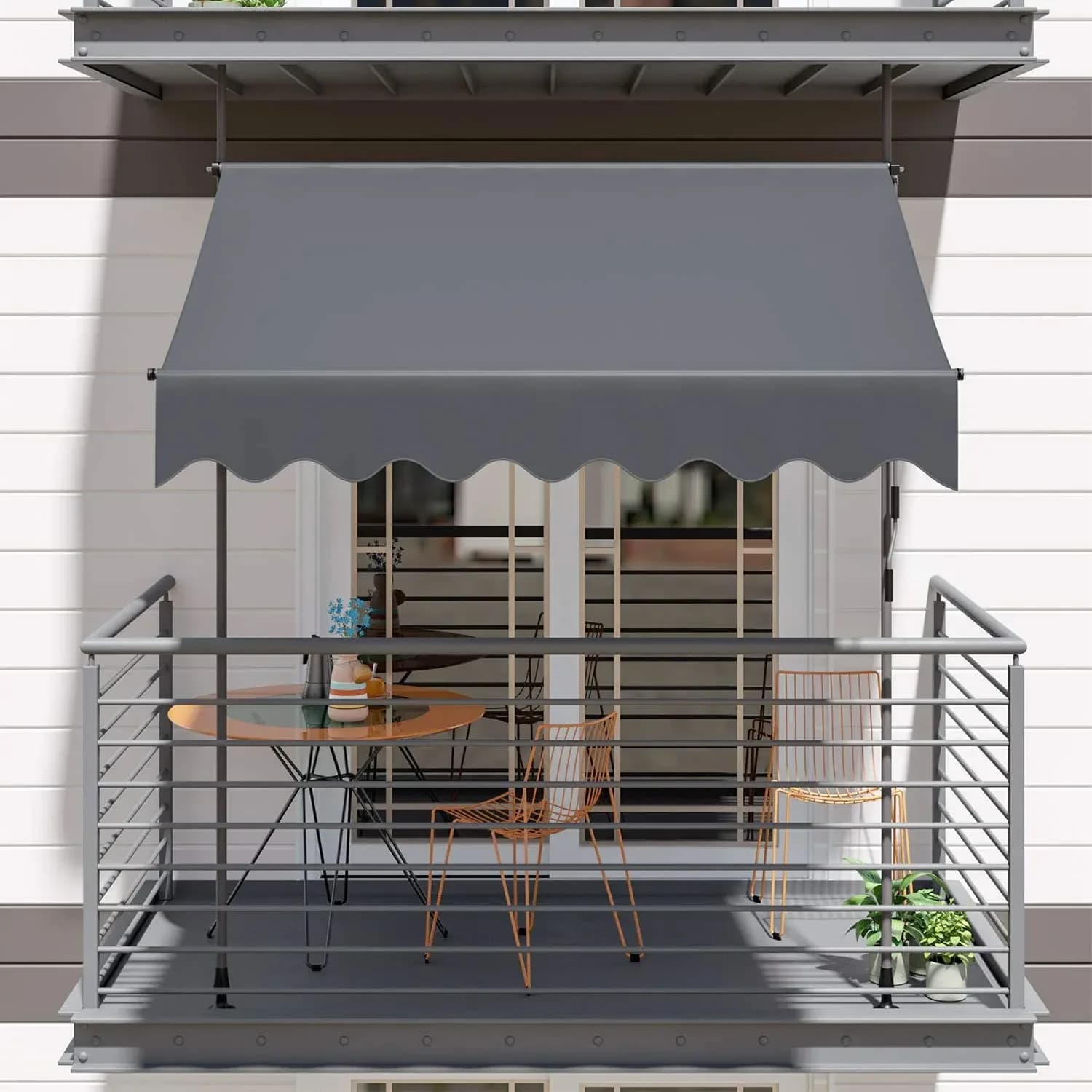 Auvent de balcon rétractable UV50 +, pince de protection solaire de jardin avec manivelle sans propo