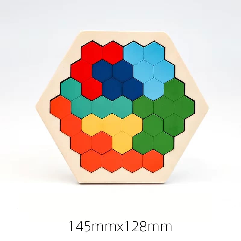 Ensemble de blocs de puzzle en bois, casse-tête, jouet Tangram, intelligence, blocs russes 3D coloré