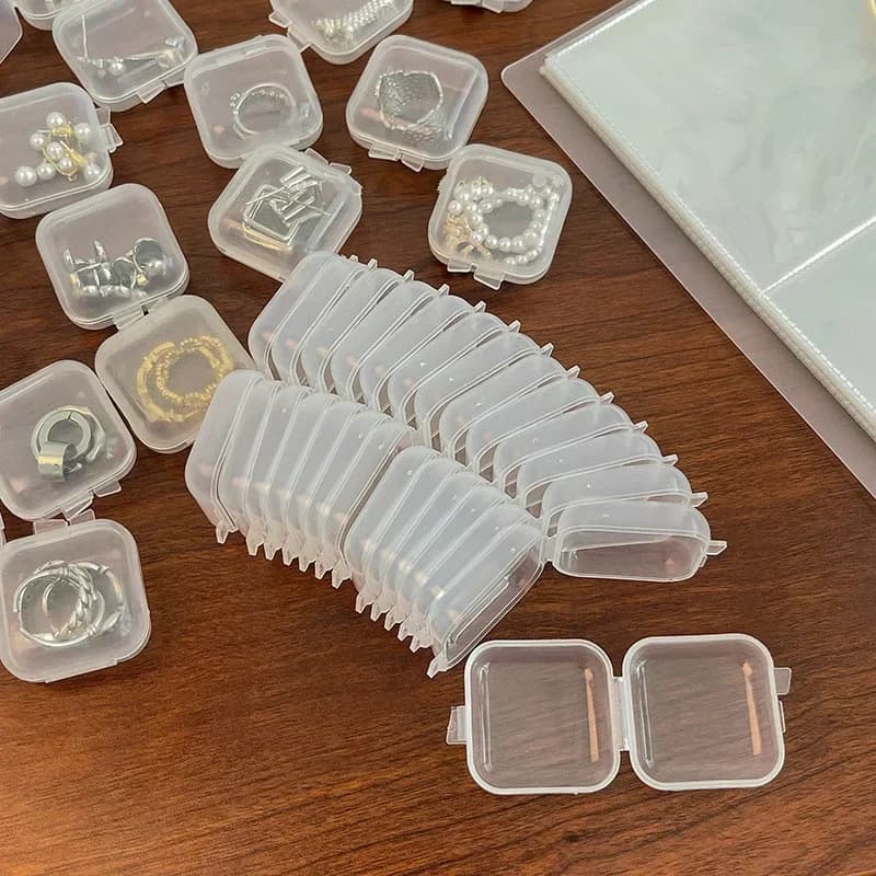 Boîte à Bijoux Carrée Transparente en Plastique, Fente Individuelle pour Bagues, Colliers, Boucles d