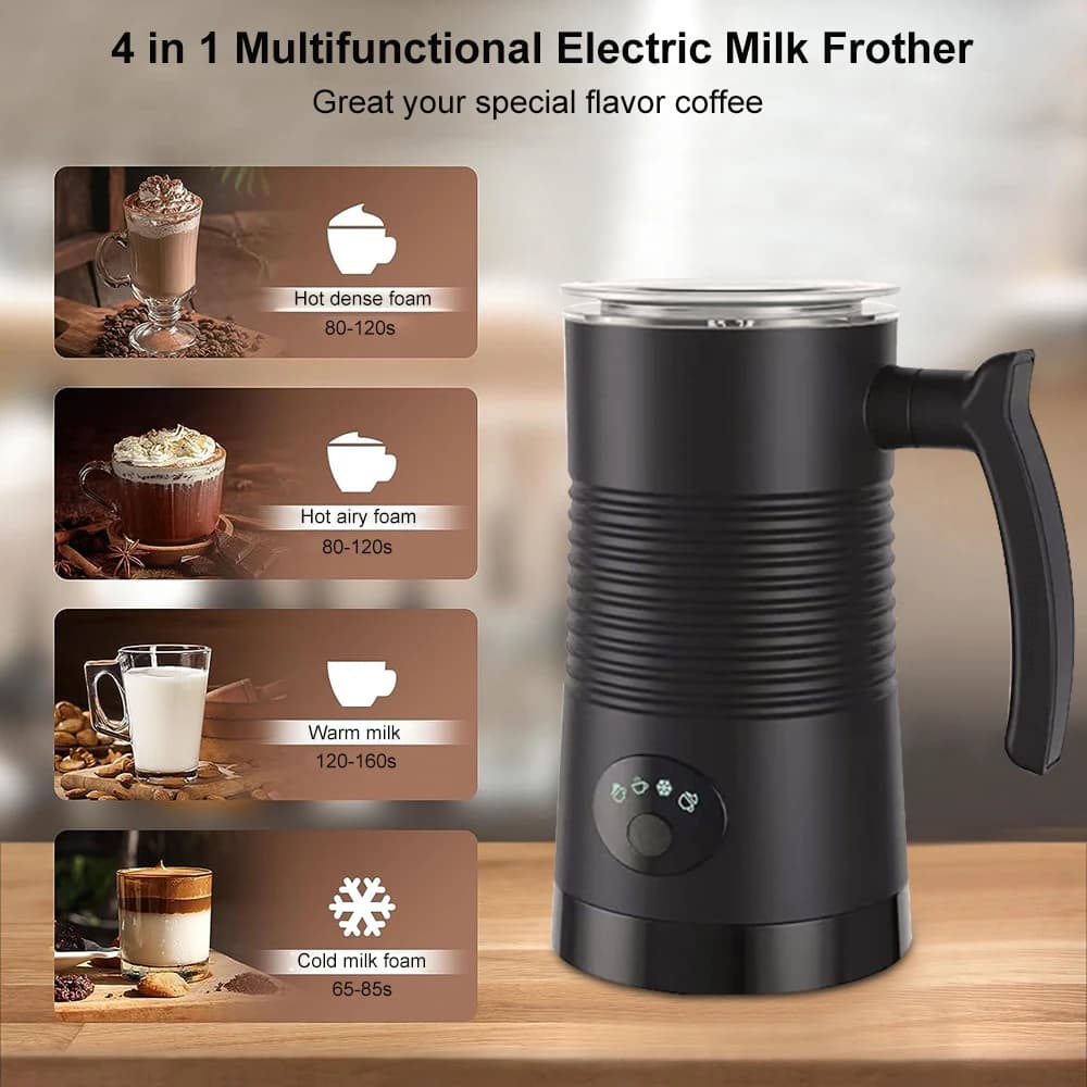 Mousseur à lait électrique automatique, machine à mousse, chaud et froid, café, cappuccino, latte, 4