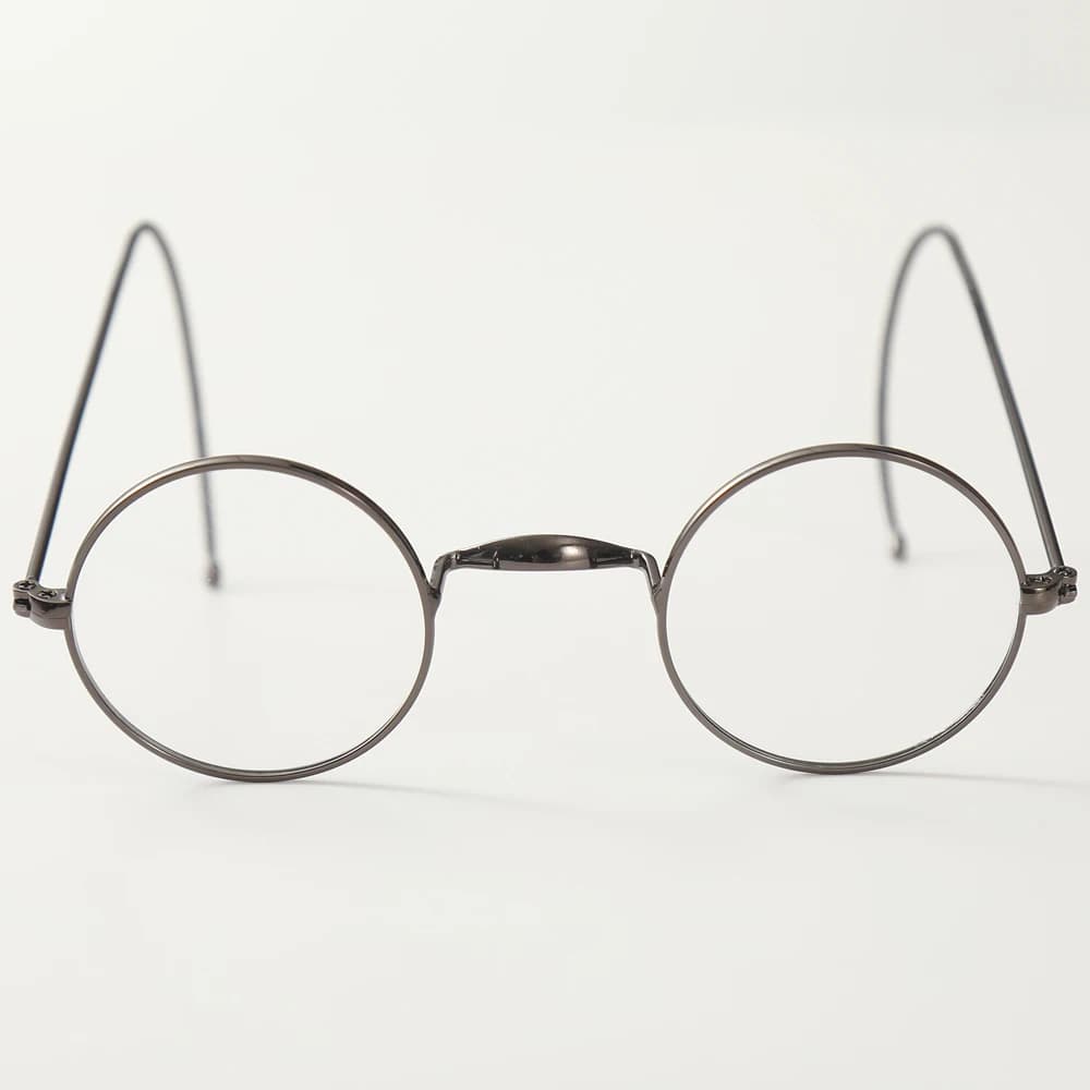 Lunettes rondes vintage de 44 mm avec monture en fil doré sans plaquettes de nez, monture optique av