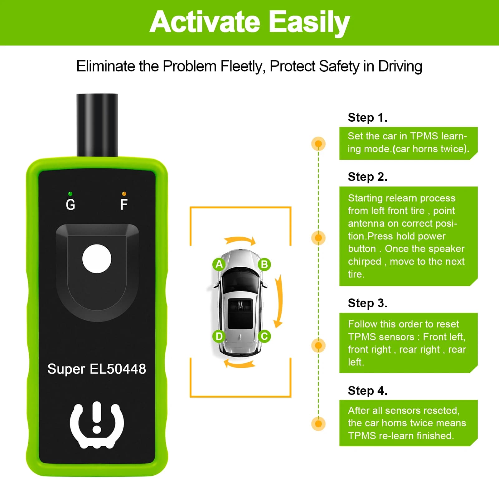 Outil de réapprentissage TPMS de voiture 2 en 1, Super EL50498, système de surveillance automatique 