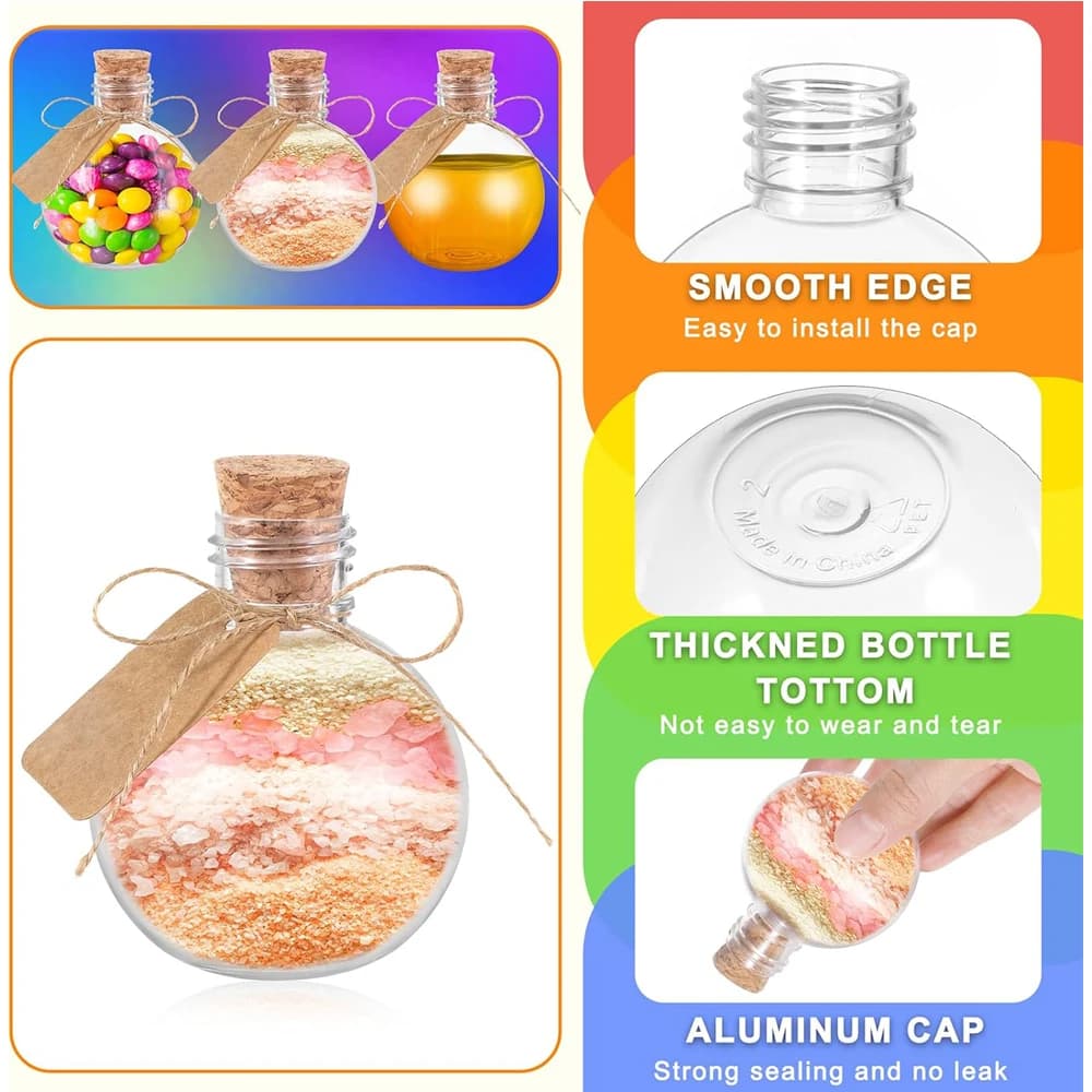 Bouteilles sphériques en plastique pour potions, bouteilles rondes en forme de boule, 3,4 oz, boutei