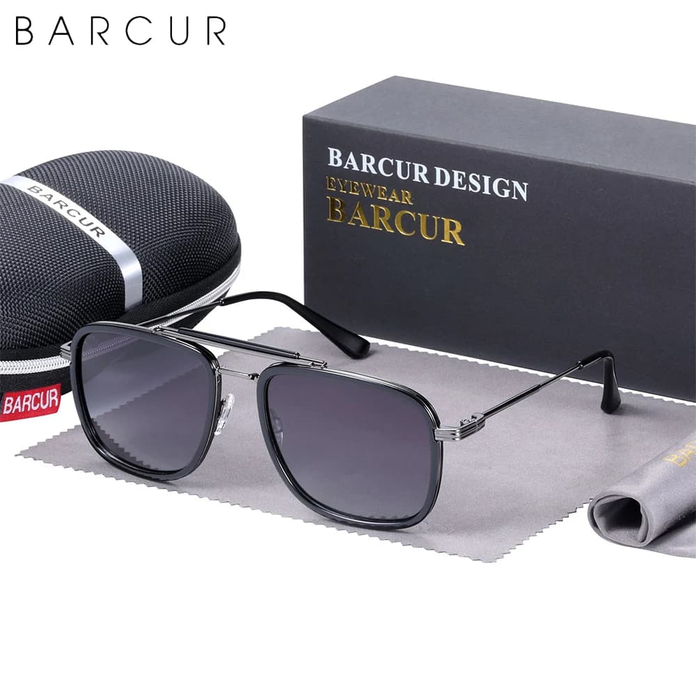 BARCUR-Lunettes de soleil carrées de luxe pour hommes et femmes, verres dégradés, polarisées, access