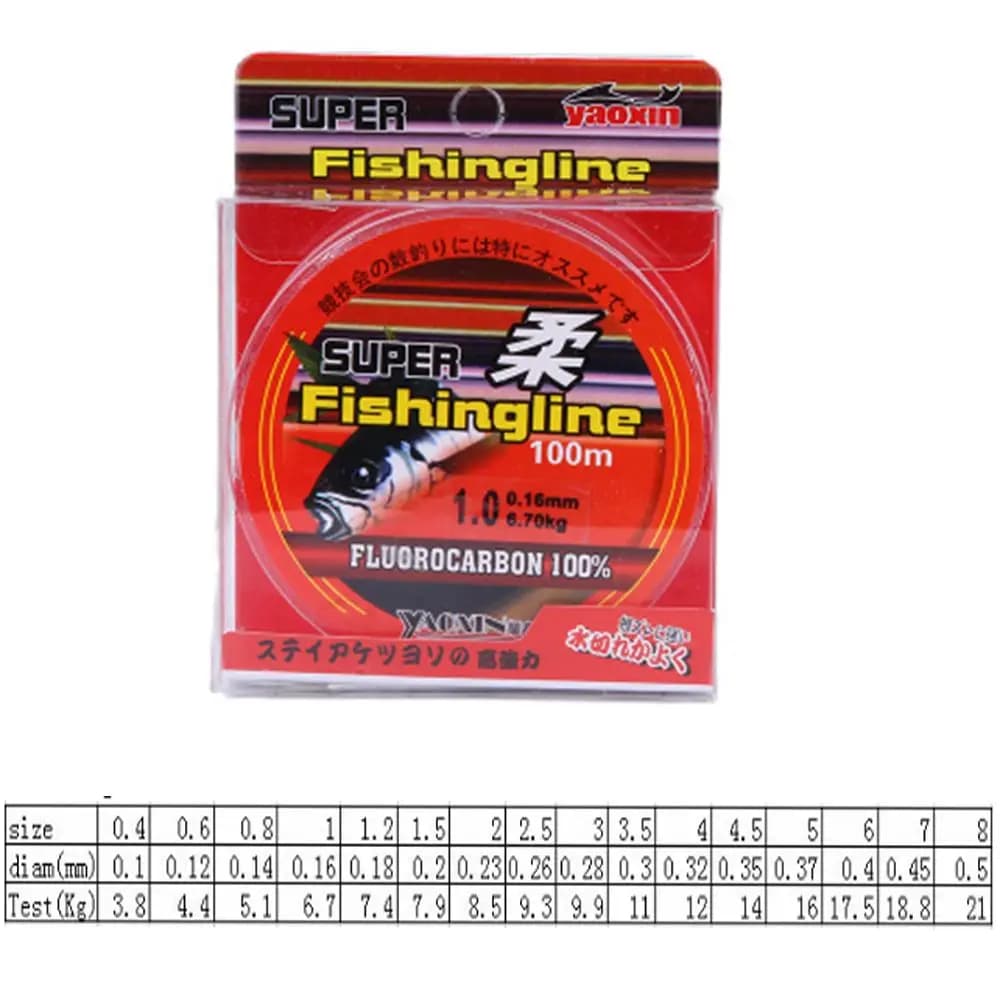 Ligne de pêche monofilament invisible en nylon à revêtement fluorocarbone, fil de 100m, pour pêcher 