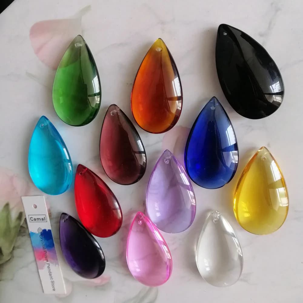 Camal 10 pièces 47mm cristal lisse larme prismes suspension lampe lustre suspendu ornement fête de m