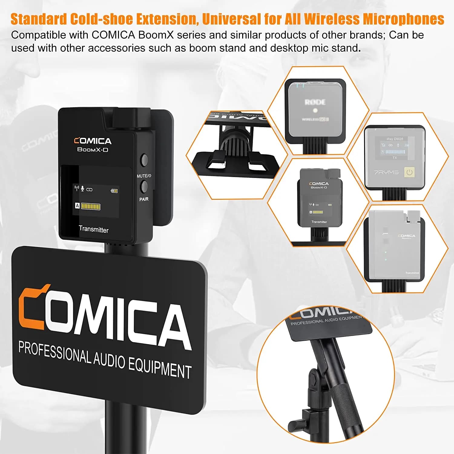 Adaptateur portable HR-WM pour microphone sans fil Rode Wireless GO/BoomX-D/D Pro/BoomX-U pour repor