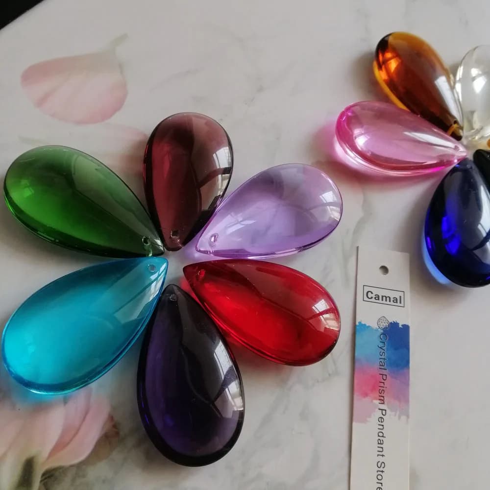 Camal 10 pièces 47mm cristal lisse larme prismes suspension lampe lustre suspendu ornement fête de m