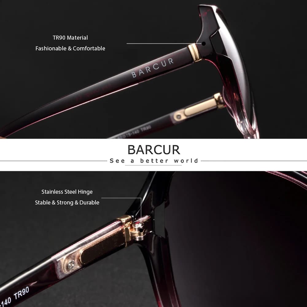 BARCUR – lunettes de soleil polarisées surdimensionnées pour femmes, verres dégradés pour dames, Pro