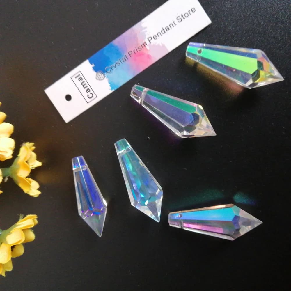 Camal 10 pièces 38mm/1.49 pouces arc-en-ciel AB couleur cristal glaçon goutte pendentif prismes pièc