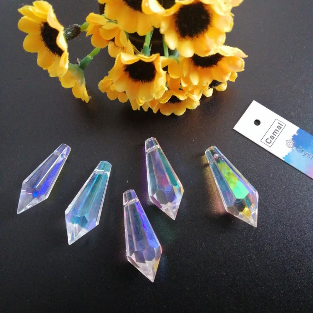 Camal 10 pièces 38mm/1.49 pouces arc-en-ciel AB couleur cristal glaçon goutte pendentif prismes pièc