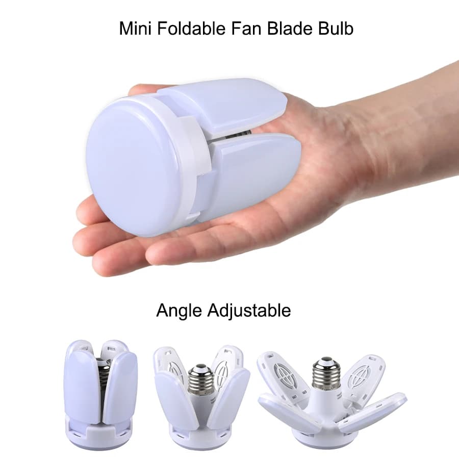 Ampoule LED pliable 28W E27, lame de ventilateur, lampe LED AC 220V 110V, projecteur pour panneau de