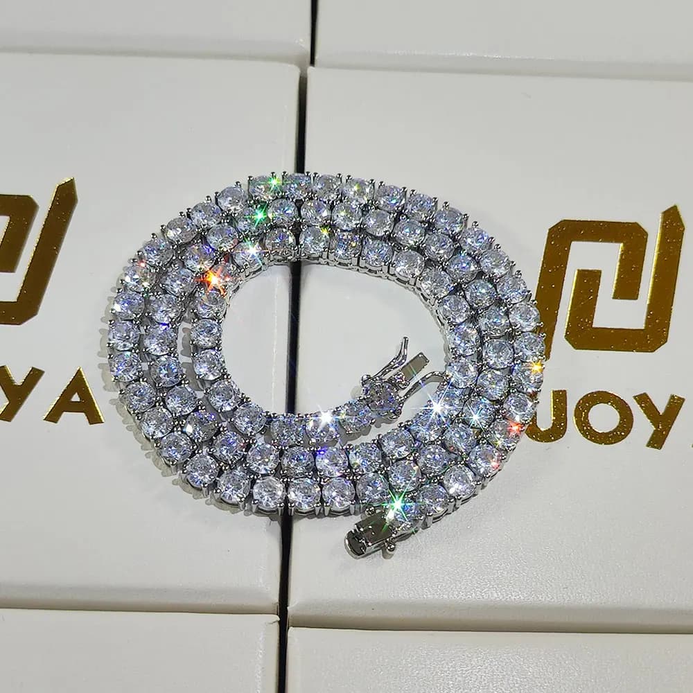 Hip-Hop 1 rangée Cz Tennis chaîne collier cubique Zircon glacé 3Mm 4Mm 5Mm 6Mm 18/K rappeur collier 