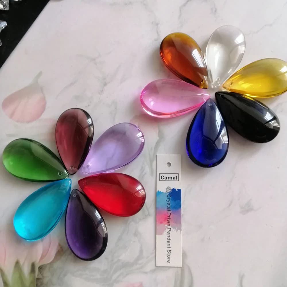 Camal 10 pièces 47mm cristal lisse larme prismes suspension lampe lustre suspendu ornement fête de m