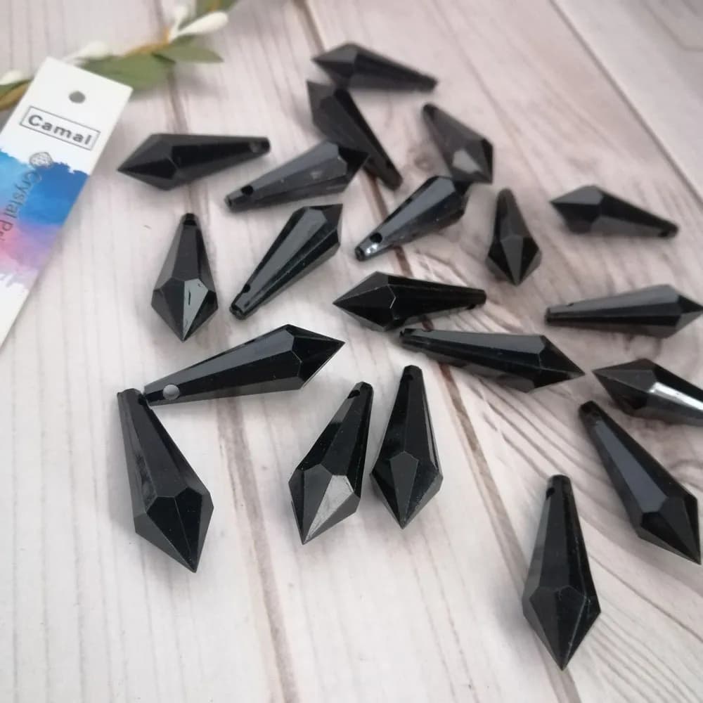 Camal 20 pièces noir 30mm x 10mm goutte pointue perle de cristal acrylique pendentif suspendu pièces