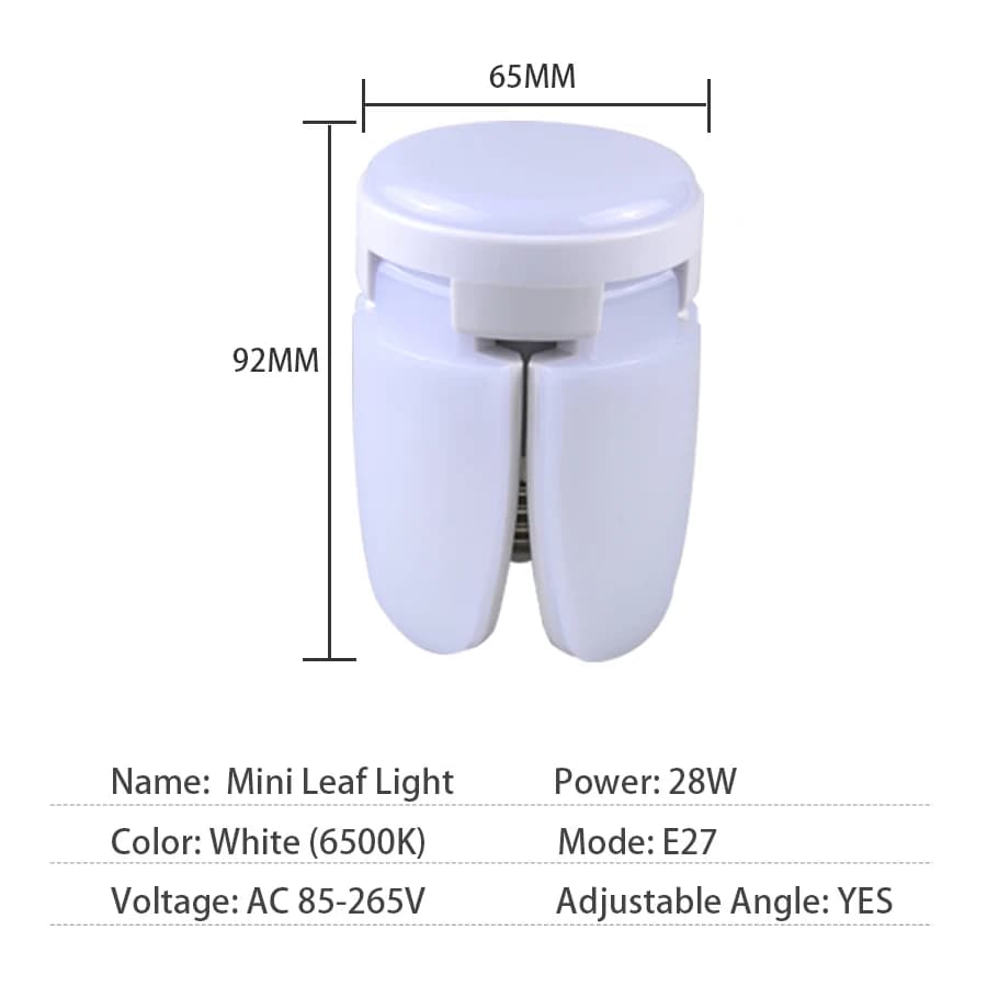 Ampoule LED pliable 28W E27, lame de ventilateur, lampe LED AC 220V 110V, projecteur pour panneau de