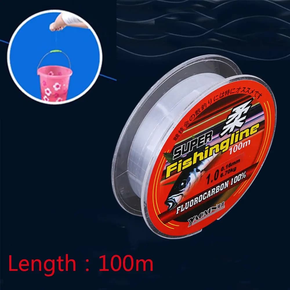 Ligne de pêche monofilament invisible en nylon à revêtement fluorocarbone, fil de 100m, pour pêcher 
