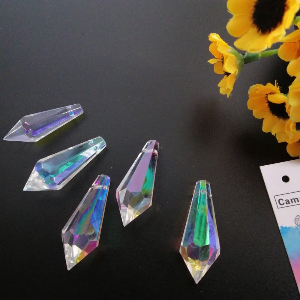 Camal 10 pièces 38mm/1.49 pouces arc-en-ciel AB couleur cristal glaçon goutte pendentif prismes pièc