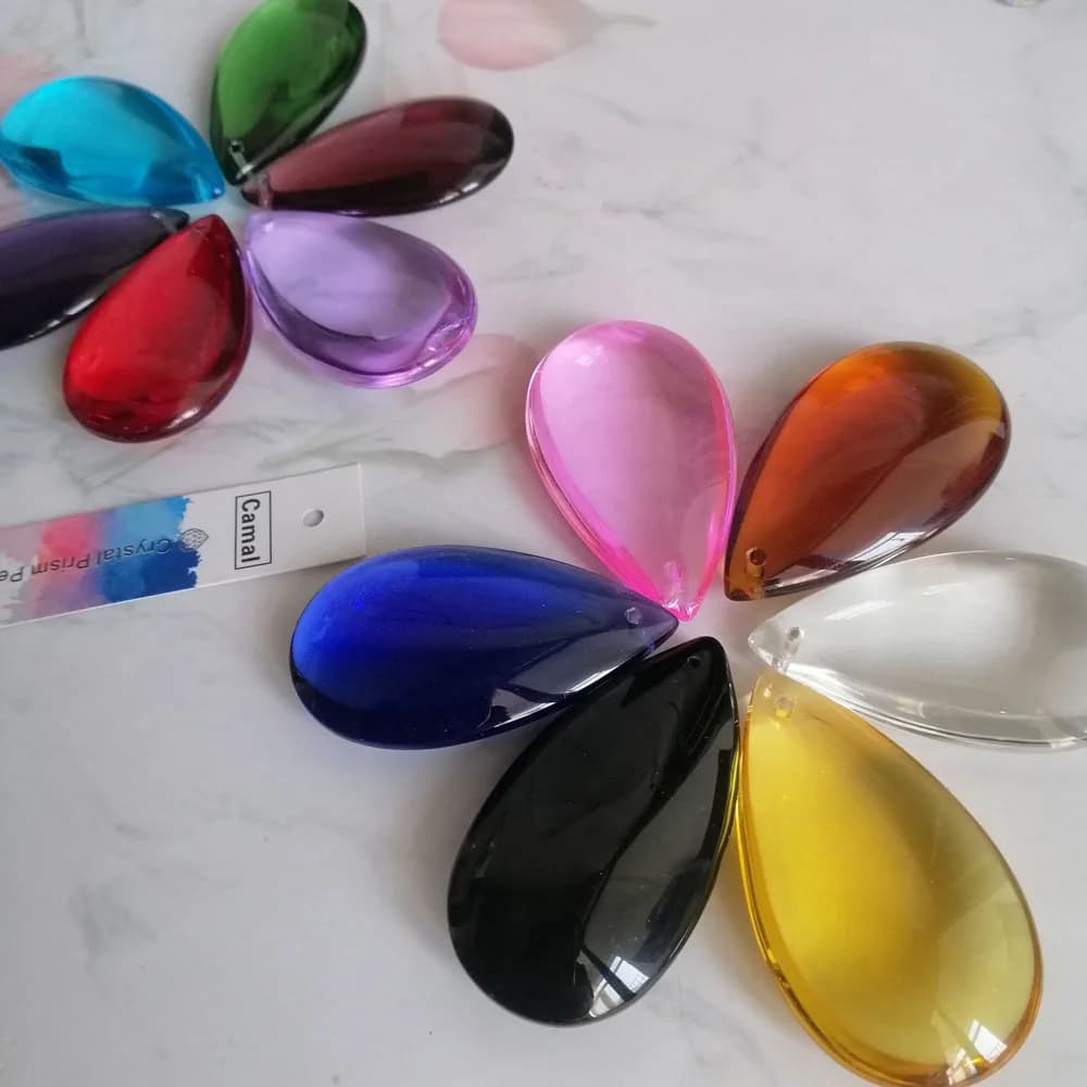 Camal 10 pièces 47mm cristal lisse larme prismes suspension lampe lustre suspendu ornement fête de m