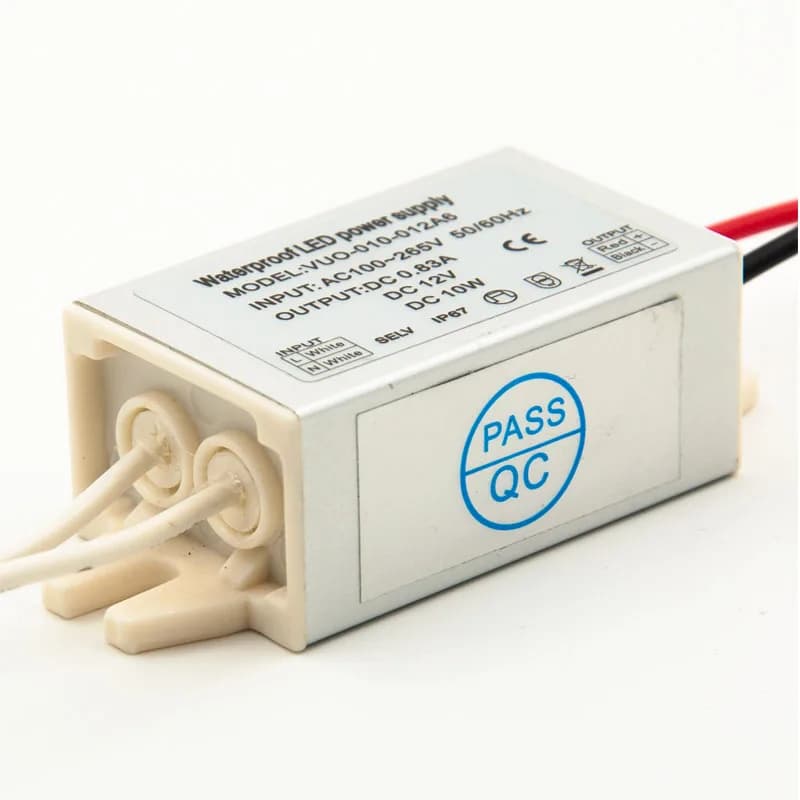 Mini régulateur de pilote LED mince AC120V 240V à DC 12V 24V IP67 12W, transformateur de lumière de 