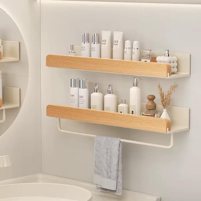 Bois aluminium étanche pour salle de bain étagères shampooing maquillage support de rangement access