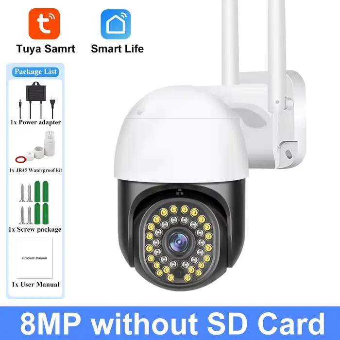Caméra Tuya 8MP avec suivi humain IA, audio bidirectionnel, vision nocturne couleur HD, surveillance