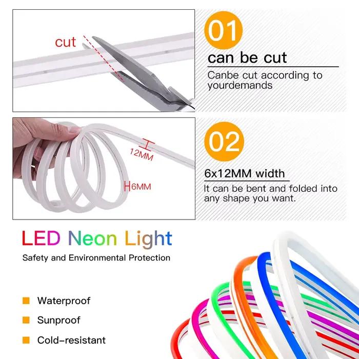 Bande néon alimentée par batterie IP65 étanche néon chaîne lampe rouge bleu rose blanc glace bleu 28