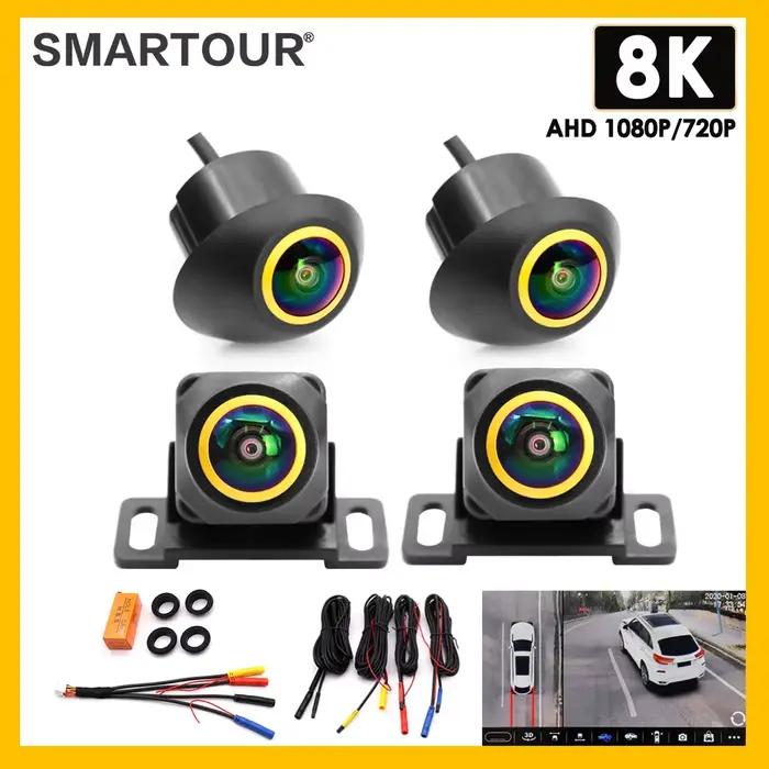 AHD 1080P 8K 360 degrés objectif doré caméra de voiture vue Surround HD droite + gauche + avant + sy