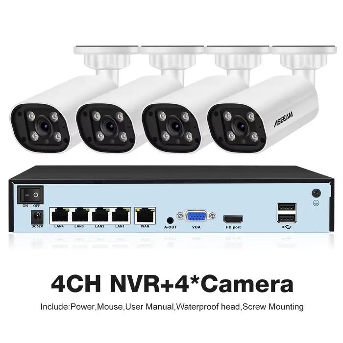 ASECAM 8MP 4K système de caméra de sécurité Audio extérieur CCTV NVR AI détection humanoïde couleur