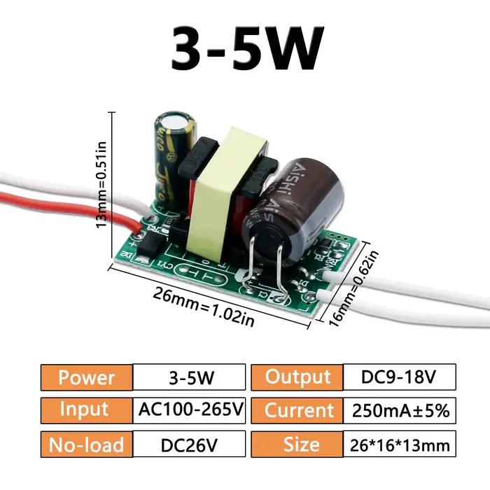 Pilote d'isolation LED AC100-265V 2-3W 3-5W 4-7W 8-12W 12-18W 18-24W puissance d'entraînement 250mA
