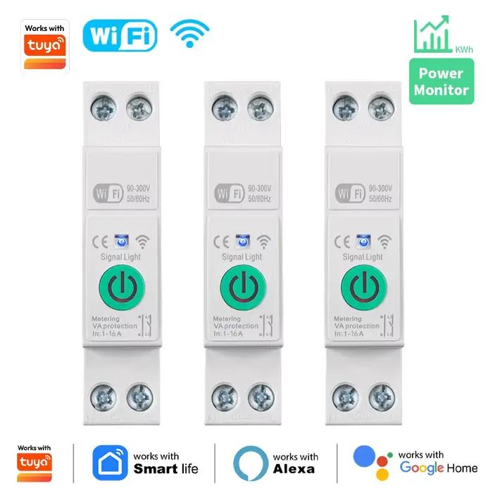 Disjoncteur intelligent WiFi 1P+N 16A avec mesure de puissance, énergie kWh, tension et courant, pro