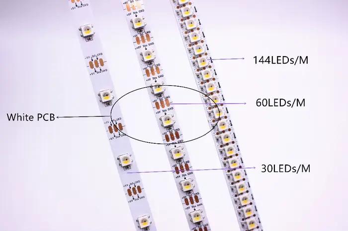SK6812 RGBW (similaire Ws2812b) 4 en 1 1m/4m/5m 30/60/144 LED/Pixels/M bande adressable individuelle