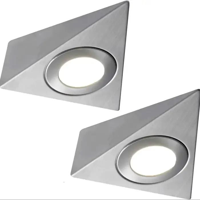 2x LED sous armoire pyramide spots Kit 12V 230V 1.5W 3W acier inoxydable blanc chaud cuisine plan de