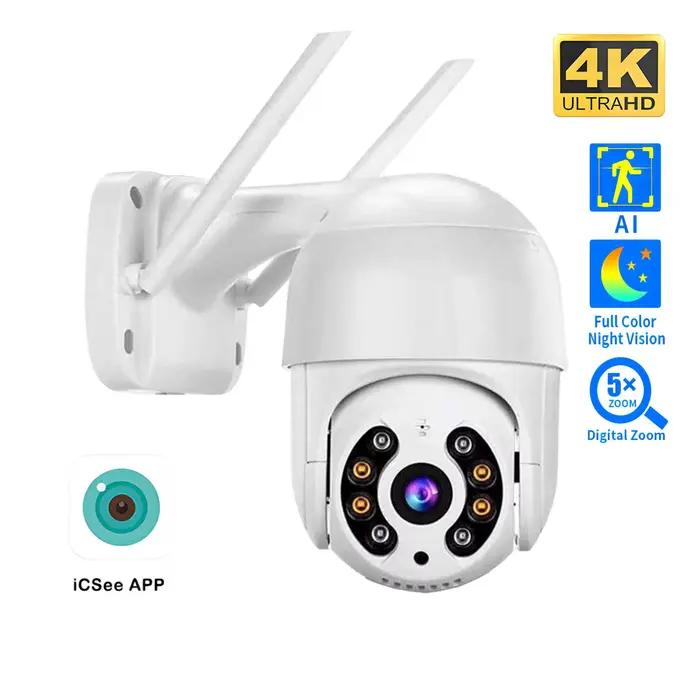 Caméra PTZ sans fil 8mp 4K HD 1080P Vision nocturne en couleur caméra IP Wifi pour l'extérieur H.265