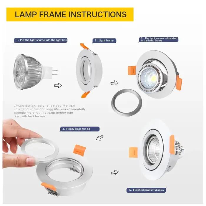 Moderne en aluminium rond GU10 MR16 réglable Spot luminaire LED Downlight plafond Spot cadre intérie
