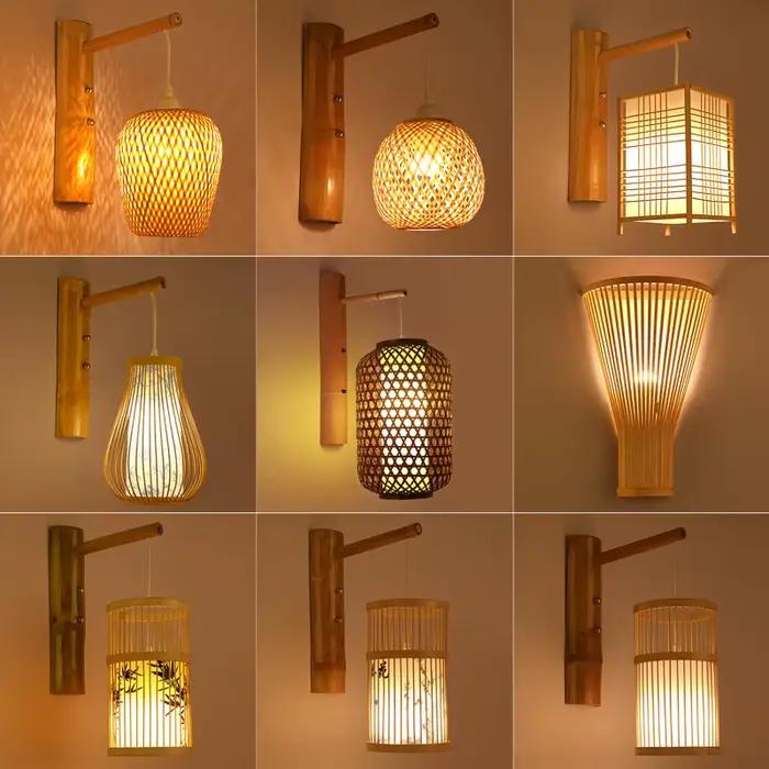 Nouvelles lampes murales en bambou, lampes d'art en bambou chinois, style japonais B & B, salon de t