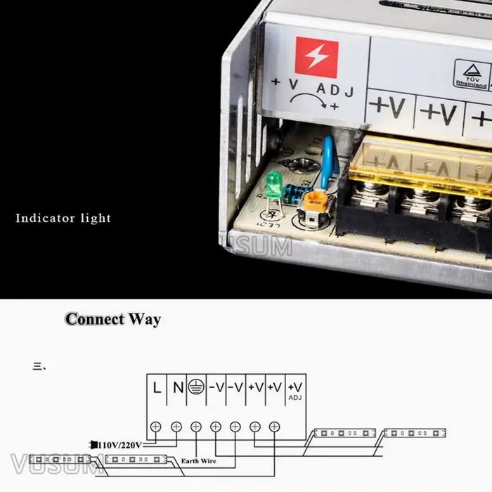 Vusum commutation alimentation Led 5V transformateur d'alimentation 110V 220V AC à DC 5V 2A 6A 10A 2